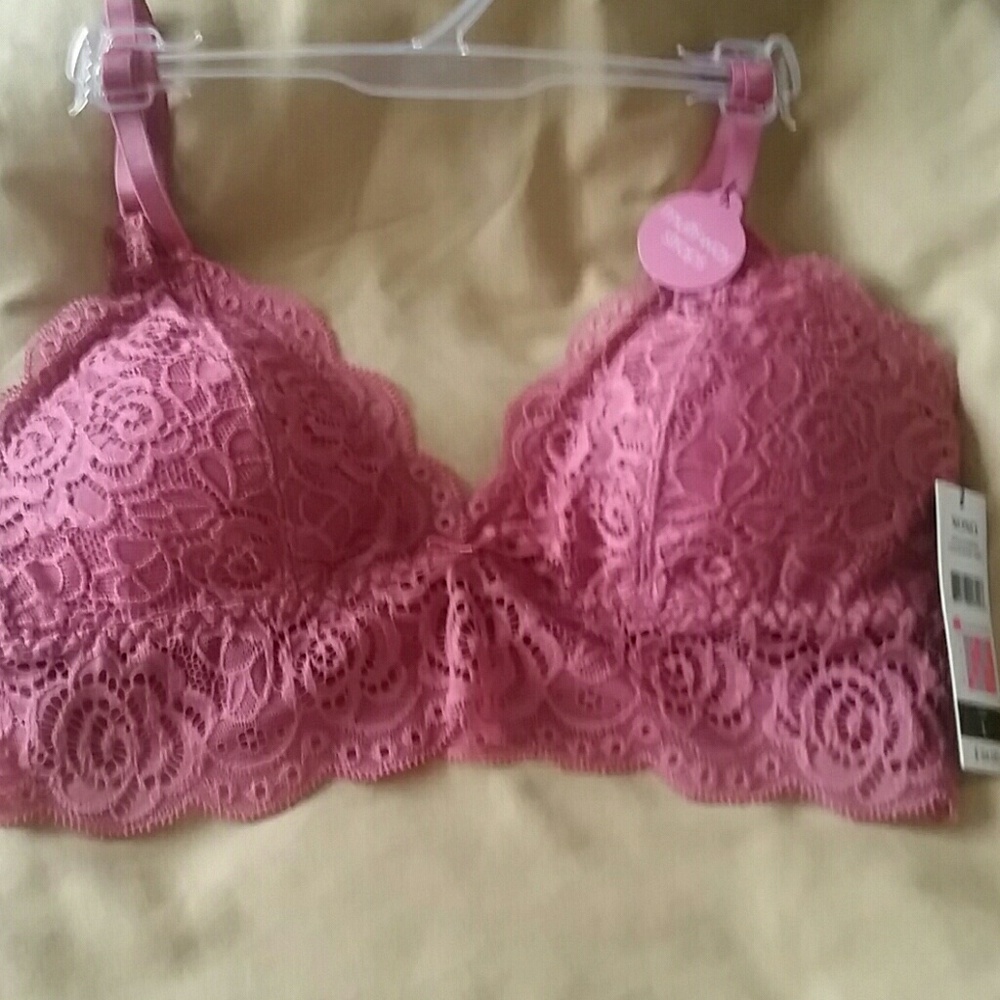 BRAND NEW XOXO LACE BRALETTE SIZE L ROSE GRAY